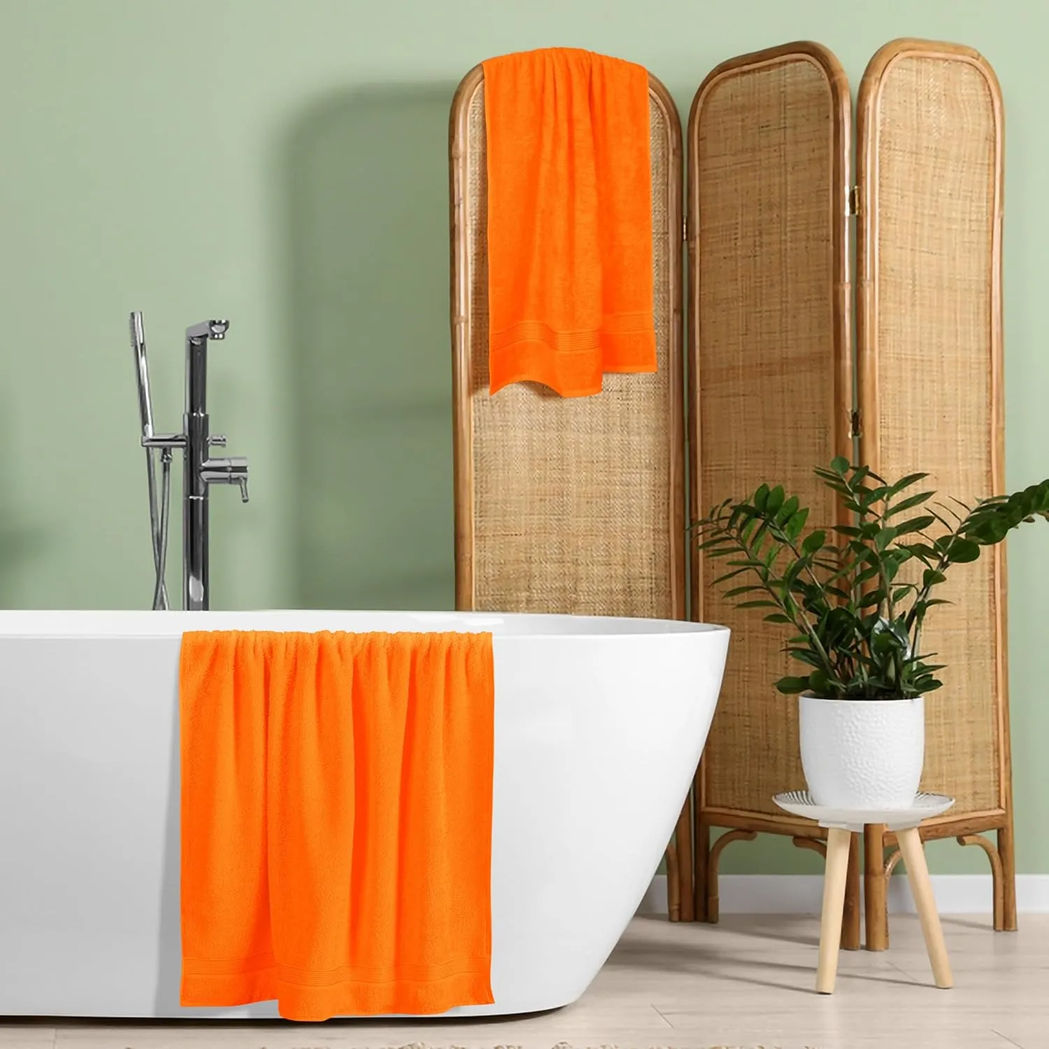 Belizzi Home Cotton 2 Pack Oversized Bath Towel Set 28x55 inches, Large Bath Towels, Ultra Absorbant Compact Quickdry & Lightweight Towel, Ideal for Gym Travel Camp Pool - Orange