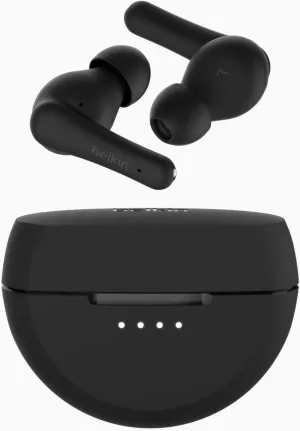 Belkin SoundForm Rhythm True Wireless Earbuds with Built-in Microphone, USB-C Fast Charging, 28H Battery Life, IPX5 Water Resistance - Bluetooth Earbuds for iPhone, iPad, Galaxy, Pixel, & More - Black