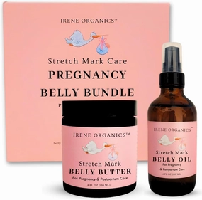 Belly Bundle Organic Belly Butter and Oil for Pregnancy Stretch Mark Prevention and Treatment - Award Winning Skincare For Pregnancy and Postpartum - Mother's Day Gift Set (Small)