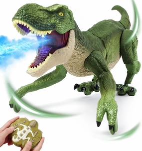 BEMITON Remote Control Dinosaur Toy - Birthday Gifts for 4-7 8-12 Year Old Boys, 2.4GHZ Electronic RC Walking Dino with Spray & Light & Roar for Kids Age 4-12