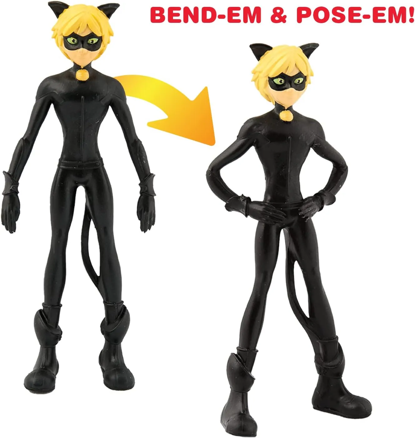 Bend-EMS - Miraculous Ladybug - The Original Bendable, posable Actions Figures from The 90's are Back! Great Birthday Gifts for Kids, Boys, and Girls