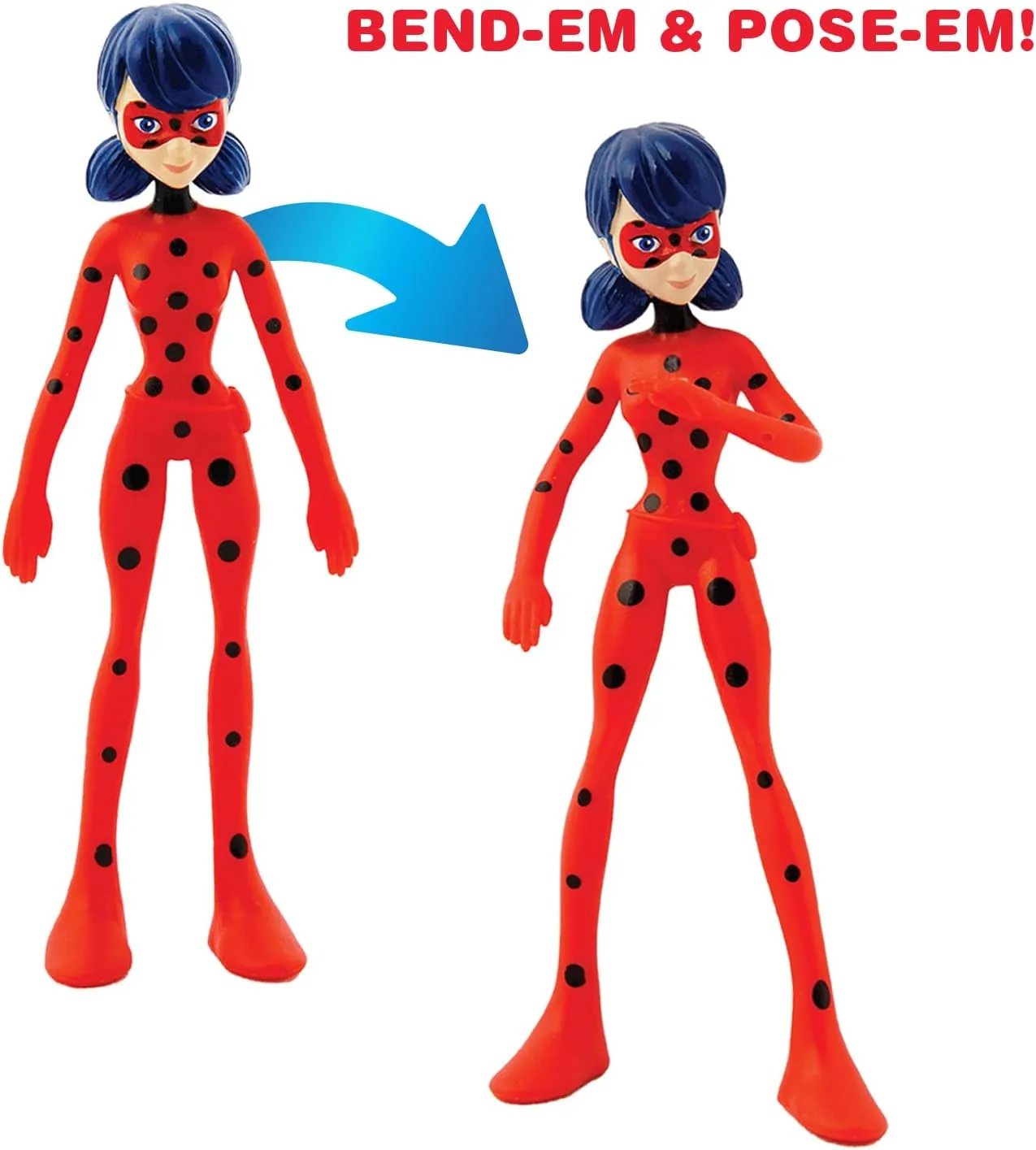 Bend-EMS - Miraculous Ladybug - The Original Bendable, posable Actions Figures from The 90's are Back! Great Birthday Gifts for Kids, Boys, and Girls