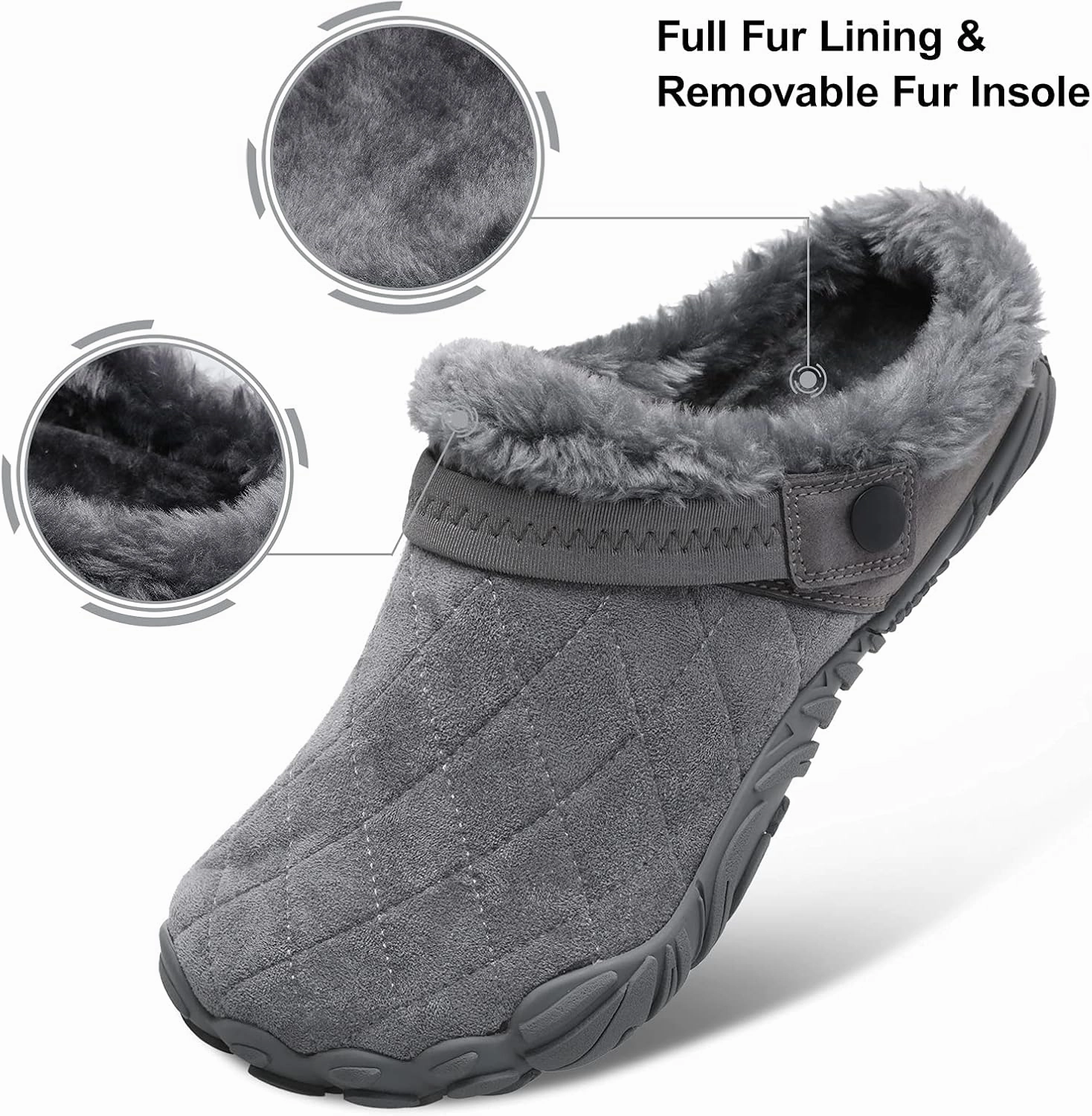 Besroad Womens Mens Furry Slides House Slippers Fuzzy Fluffy Bedroom Cozy Memory Foam Slippers Clogs