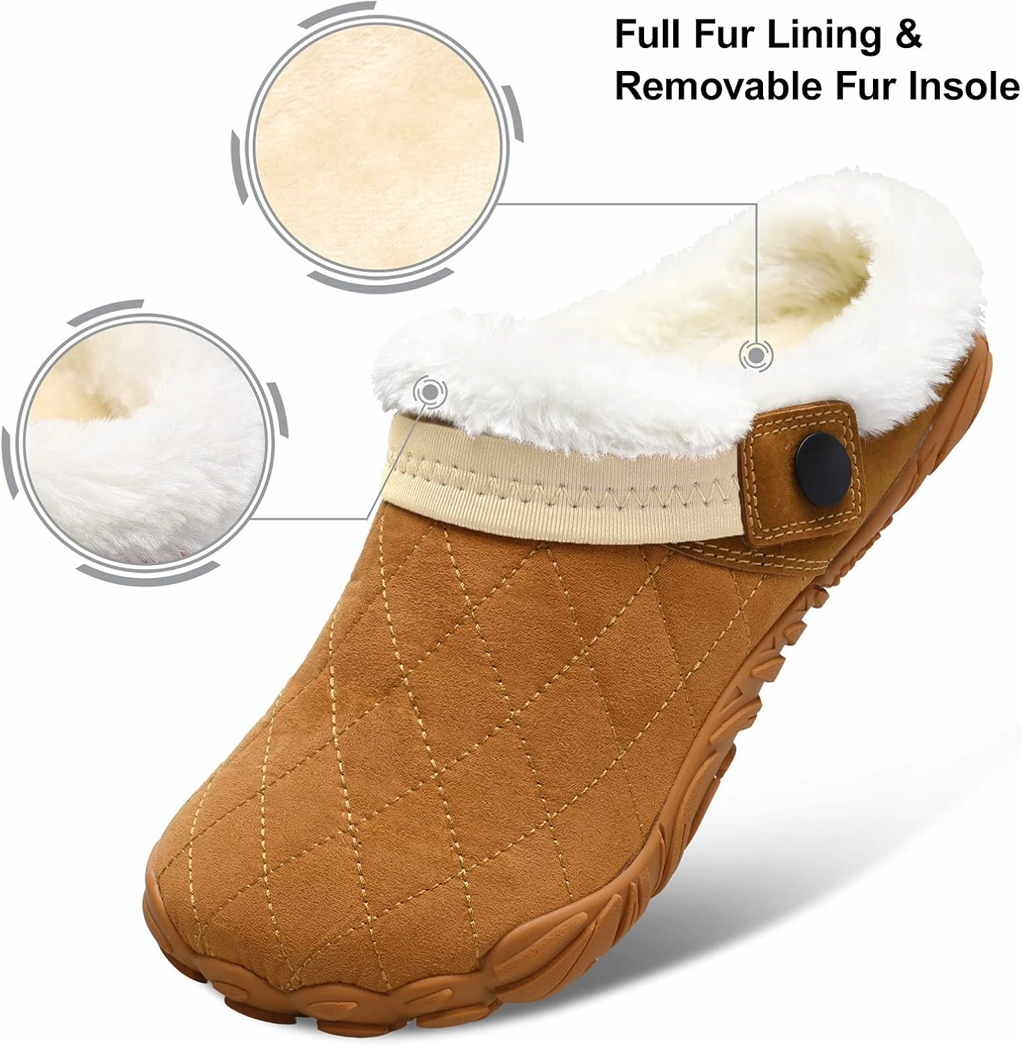 Besroad Womens Mens Furry Slides House Slippers Fuzzy Fluffy Bedroom Cozy Memory Foam Slippers Clogs