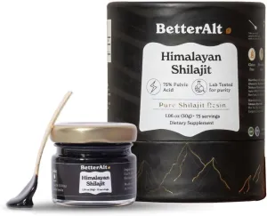 BetterAlt Pure Himalayan Shilajit Resin | High Potency for Men & Women | 75 Servings for Stamina and Muscle Building, 85  Trace Minerals, 75% Fulvic Acid, with Lab Test Report, 400mg