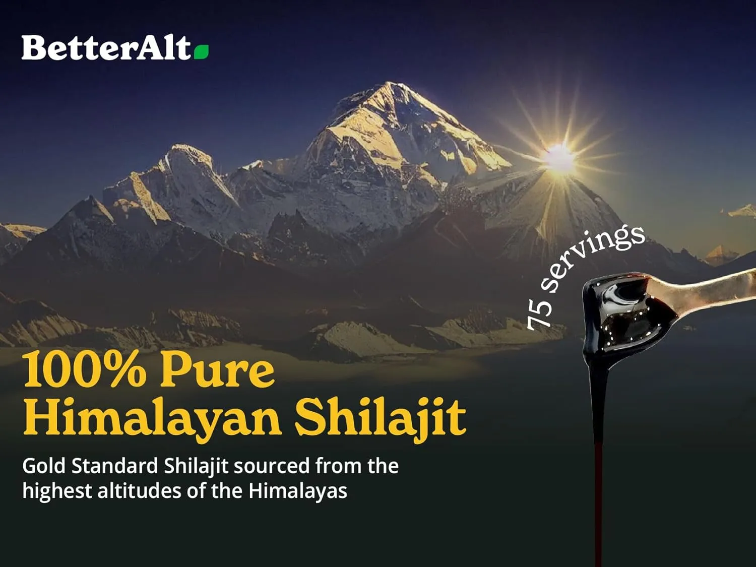 BetterAlt Pure Himalayan Shilajit Resin | High Potency for Men & Women | 75 Servings for Stamina and Muscle Building, 85  Trace Minerals, 75% Fulvic Acid, with Lab Test Report, 400mg