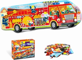 Big Red Fire Truck 4-Foot Long Jumbo Floor Puzzle - 24 Extra-Large Pieces, Fun Educational Toy for Kids Ages 3 , Durable & Easy to Assemble