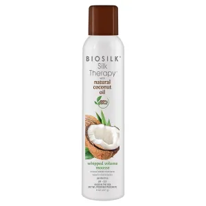 BioSilk Silk Therapy with Coconut Oil Whipped Volume Mousse, Defines Curls, Adds Body & Strengthens Hair, Sulfate, Paraben & Cruelty-Free, 5 Oz
