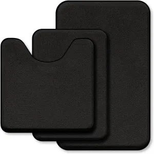 Black Bathroom Rug Set Memory Foam Bath Mats 3 Piece with Toilet Mats, Soft & Supportive, Shock Absorbing, Water Absorbent, Non-Slip Bath Rugs, Machine Washable, Area Rug, Home Decor Accessories