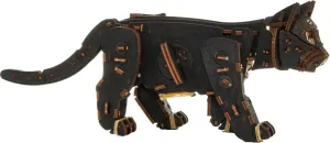 Black Kitten Mechanical Wooden Kit with Spring Motor Variations: Natural Wood, Black, Ginger