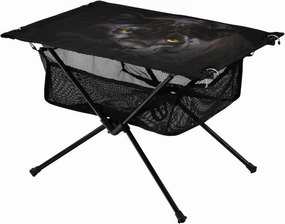 Black Leopard Portrait Portable Folding Camping Table, Compact Lightweight Beach Table with Carrying Bag for Outdoor Picnics, BBQs, Camp