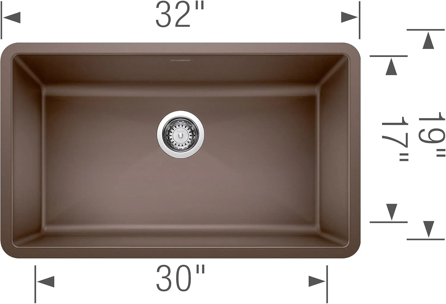 BLANCO, Café Brown 440147 PRECIS SILGRANIT Super Single Undermount Kitchen Sink, 32" X 19"