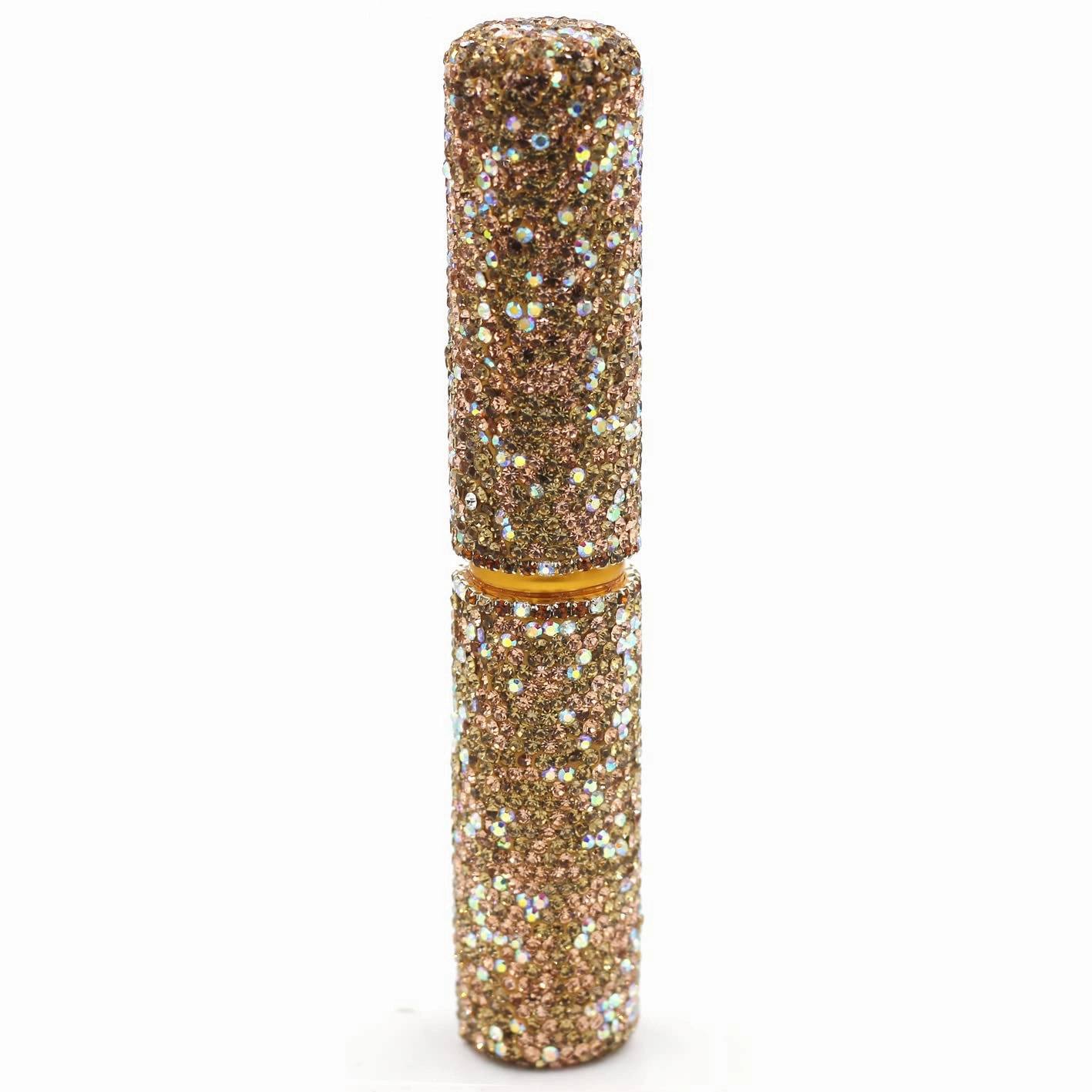 Bling Bling Portable 5-Piece Makeup Brush Set for Eyeshadow and Eyebrows with Rhinestone Barrel Packaging (Gold)