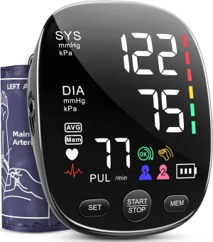 Blood Pressure Monitor for Home Use: AILE Automatic Upper Arm Blood Pressure Monitor - Skin-Friendly Blood Pressure Cuff for Adults - Extra-Large Colour Screen - Accurate BP Machine 2 * 120 Readings