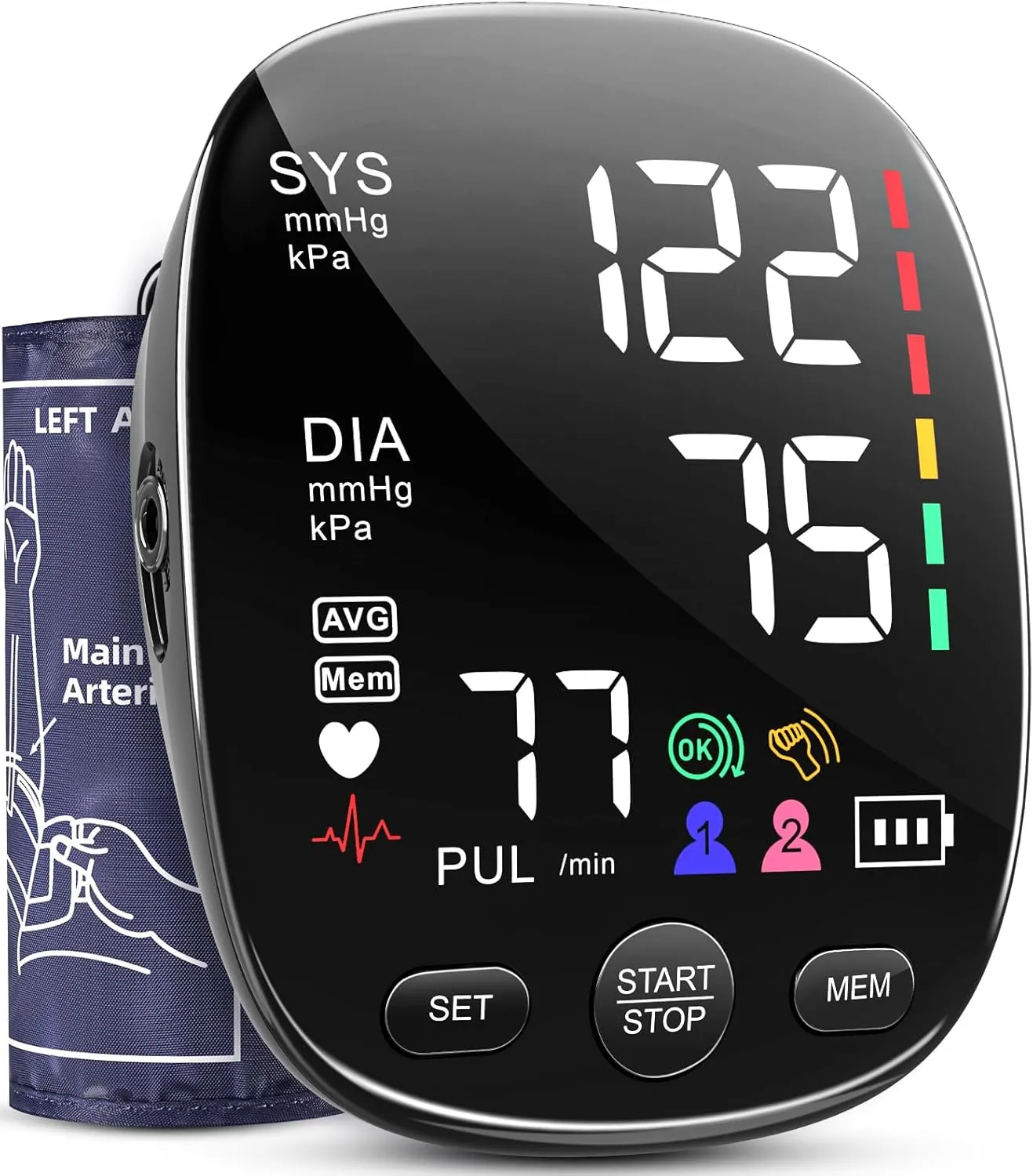 Blood Pressure Monitor for Home Use: AILE Automatic Upper Arm Blood Pressure Monitor - Skin-Friendly Blood Pressure Cuff for Adults - Extra-Large Colour Screen - Accurate BP Machine 2 * 120 Readings