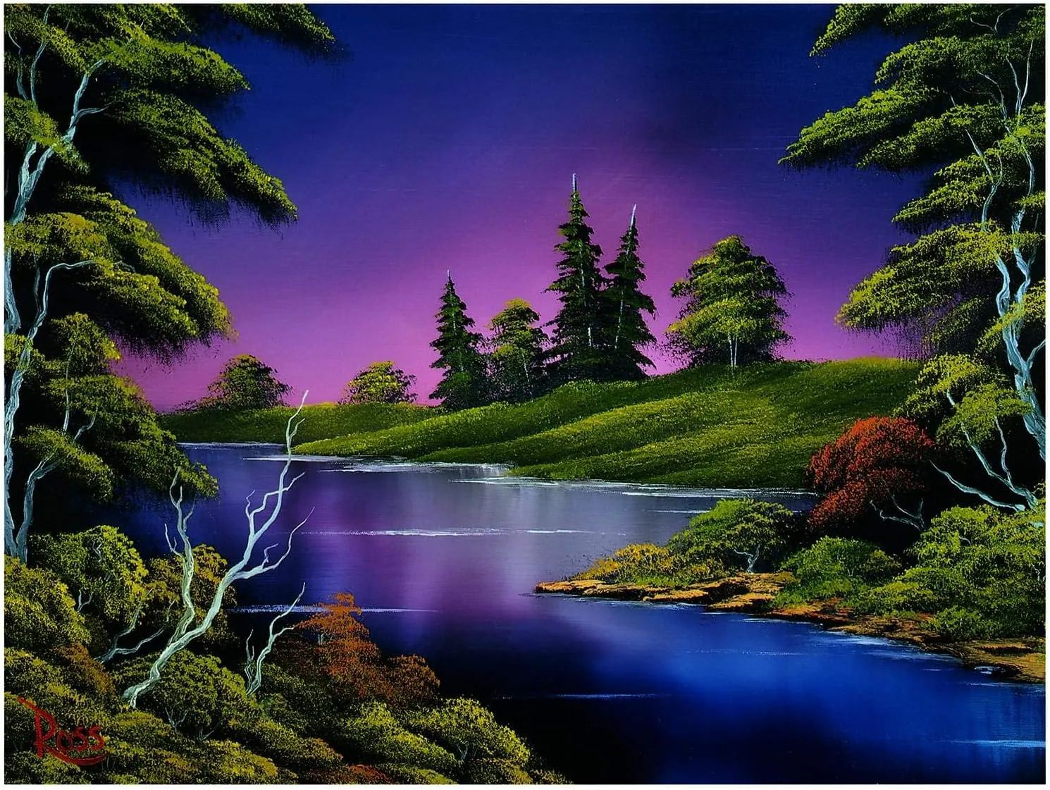 Bob Ross Blue River Nature Puzzle for Adults and Kids | Forest Lake Scenery 1000 Piece Jigsaw Puzzle Toy | Interactive Brain Teaser for Family Game Night | 28 x 20 Inches