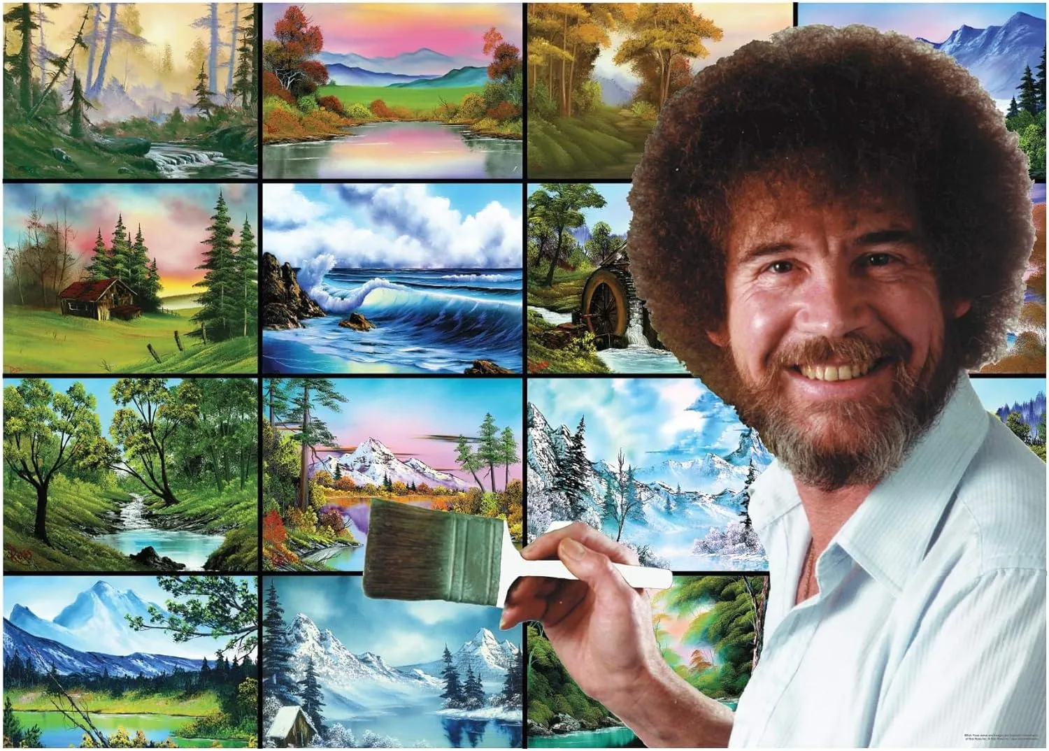Bob Ross These Things Live Right in Your Brush Puzzle for Adults and Kids | Nature Painting 1000 Piece Jigsaw Puzzle Toy | Interactive Brain Teaser for Family Game Night | 28 x 20 Inches