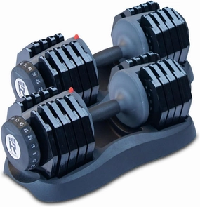 Body-Solid Rugged Adjustable Dumbbell Set, 5 lb. to 50 lb.