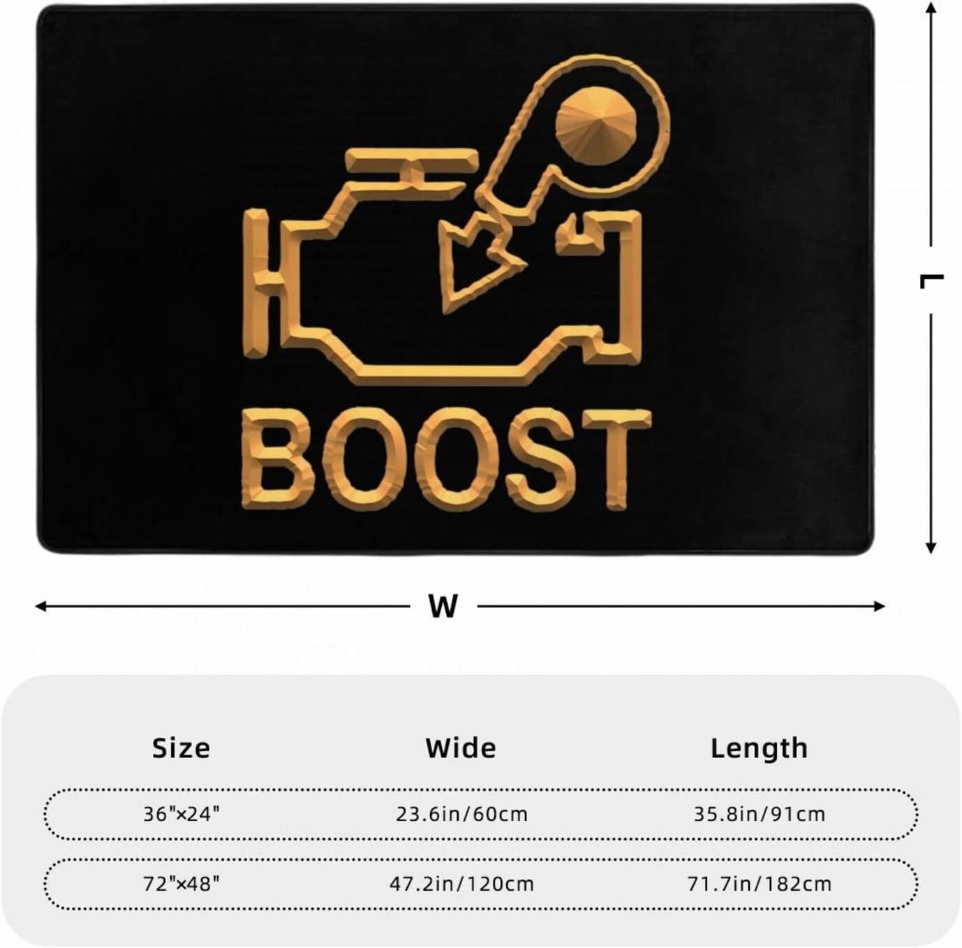Boost Check Engine Light - Turbo Area Rug for Living Room Bedroom - Soft Non-Slip Low Pile Washable Floor Mat, Perfect for Kitchen, Dining Room, Nursery, Office