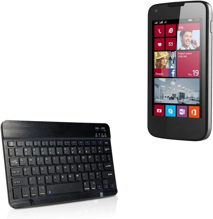 BoxWave Keyboard Compatible With Prestigio MultiPhone 8400 Duo - SlimKeys Bluetooth Keyboard, Portable Thin with Chiclet-Style Keys - Jet Black