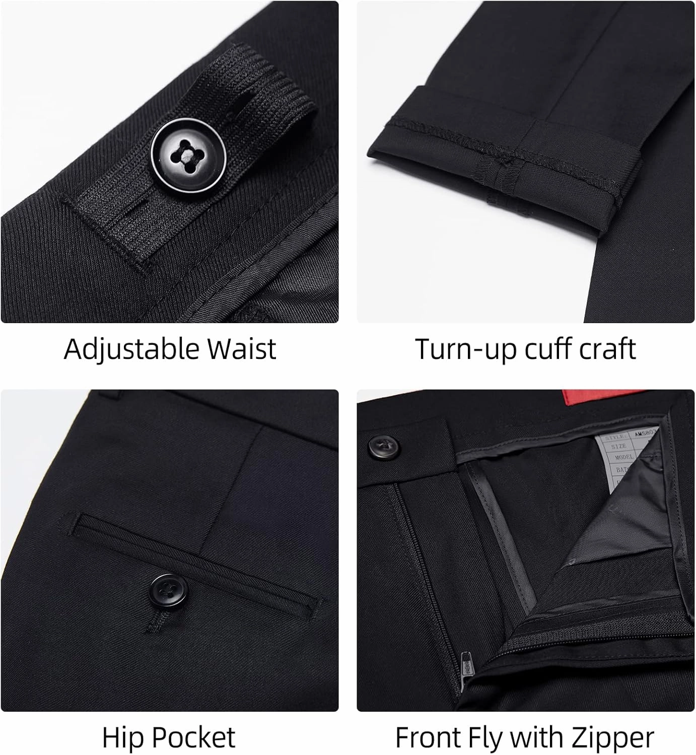 Boys' 6-Piece Formal Slim Fit Suit Set, Vest, Pants, Dress Shirt, Tie, Pocket Square, and Bow Tie