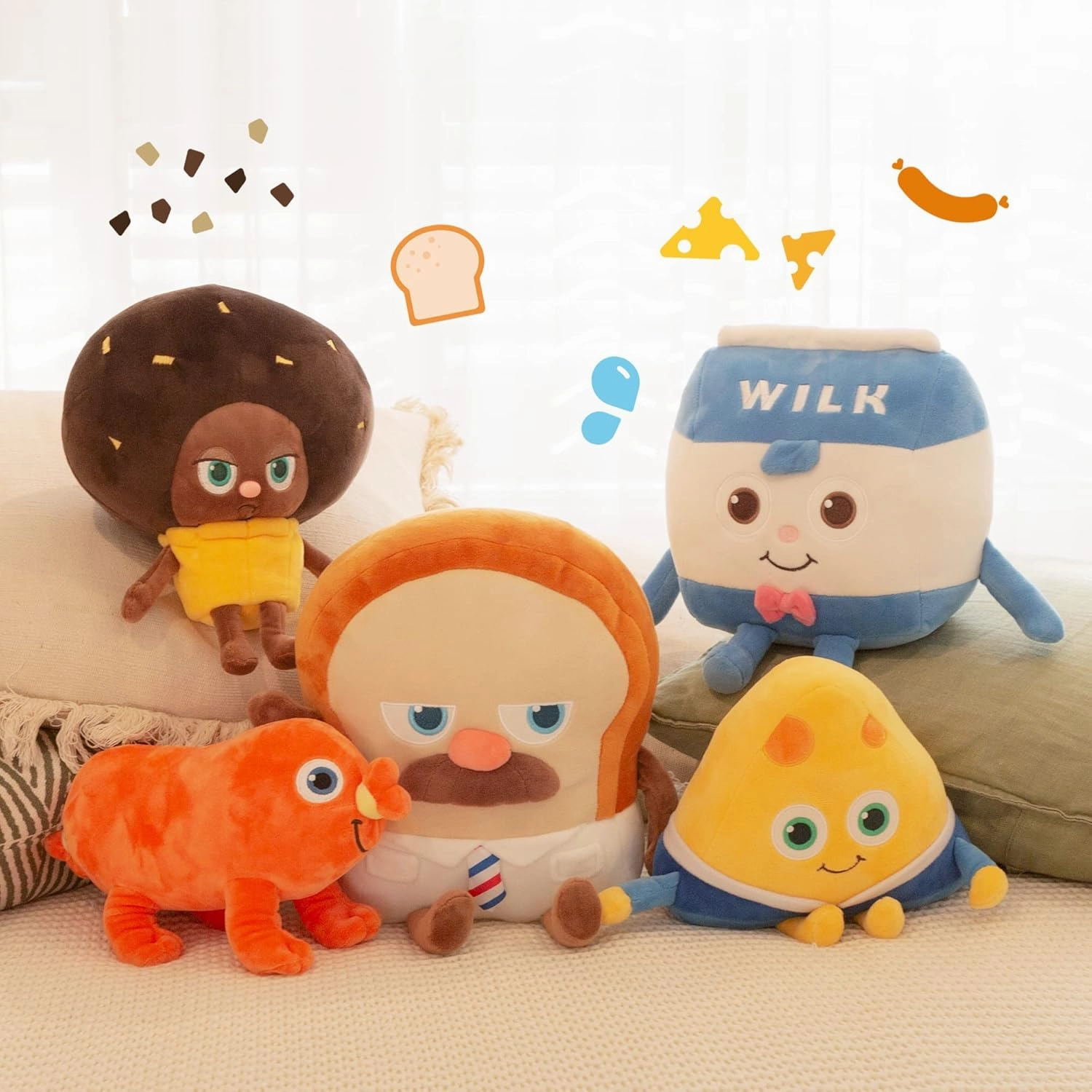 Bread Barbershop Sausage Plush, Soft Food Stuffed Animals 10", Cute Funny Pillows Dolls Plushies for Cuddling, Home Room Decor, Birthday for Toddlers Kids Preschoolers Babies