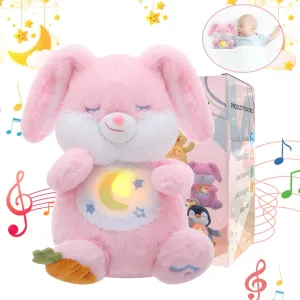 Breathing Stuffed Animal, Soothe Snuggle Pink Bunny Plush for Anxiety Adults and Kids, Soothing Stuffed Animal, Soft Breathing Plush Bunny Gifts with Realistic Breathing and Lights