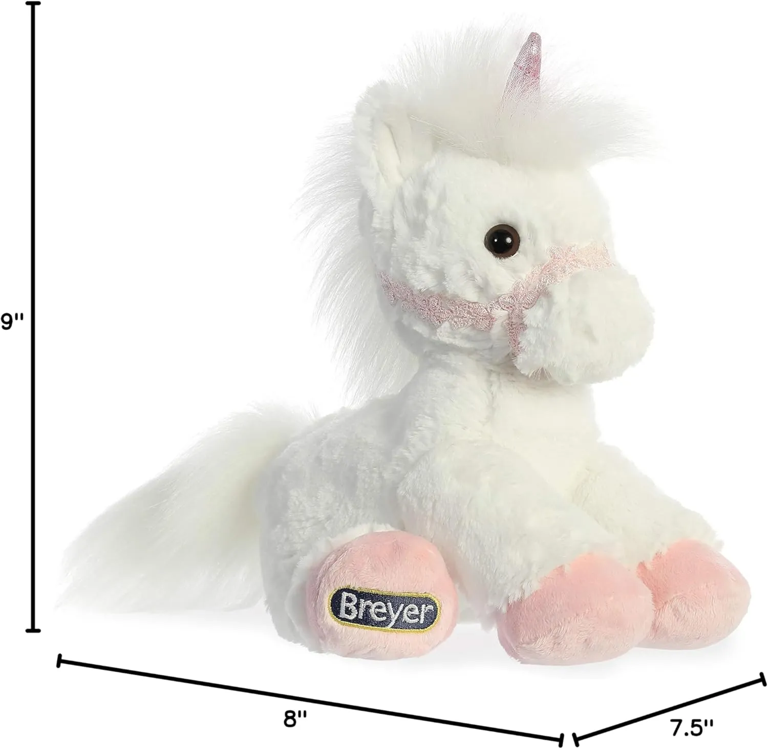 Breyer Aurora® Exquisite Unicorn Stuffed Animal - Realistic Detailing - Imaginative Play - Pink and White 11 Inches