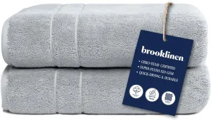 Brooklinen Super-Plush Turkish Cotton Bath Towels Set of 2 Cotton, 820 GSM, Machine Washable, Perfect Bath Towels for Bathroom, Spa & Shower (30" x 58", Smoke Grey)