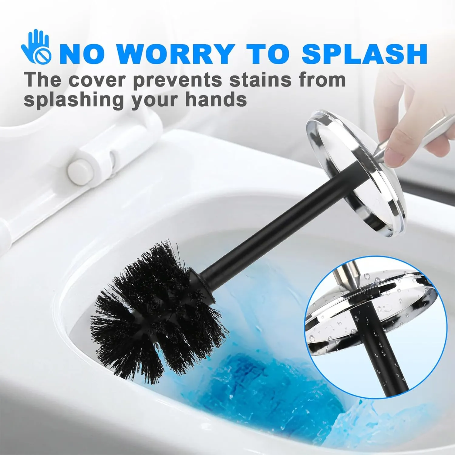Brown Toilet Brush and Holder Set, 2 Pack – Toilet Brush Brown with Stainless Steel Handle, Non-Scratch Bristles, Compact and Drip-Free, Toilet Bowl Brush for Bathroom and Home Use