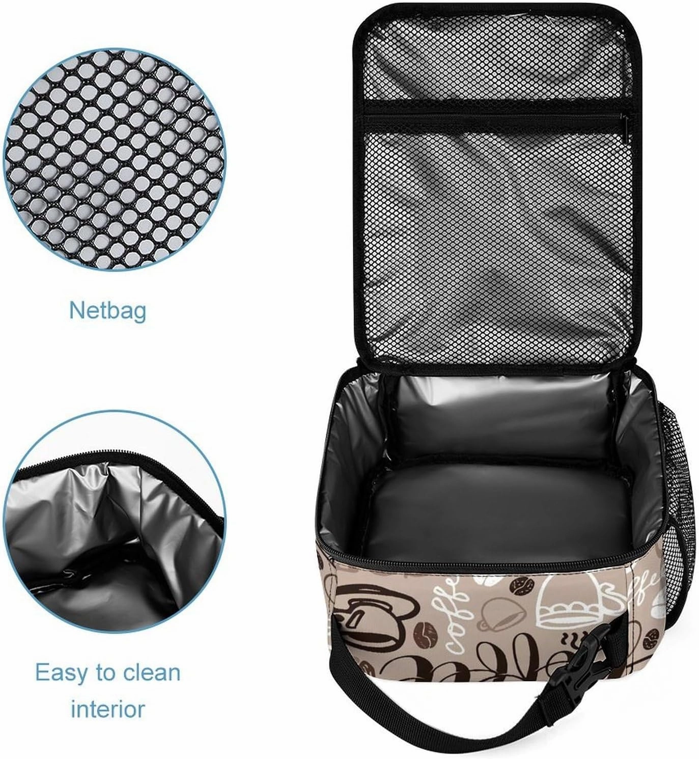 Brown Coffee Maker Beans Theme Large Capacity Portable Backpack Three Piece Set
