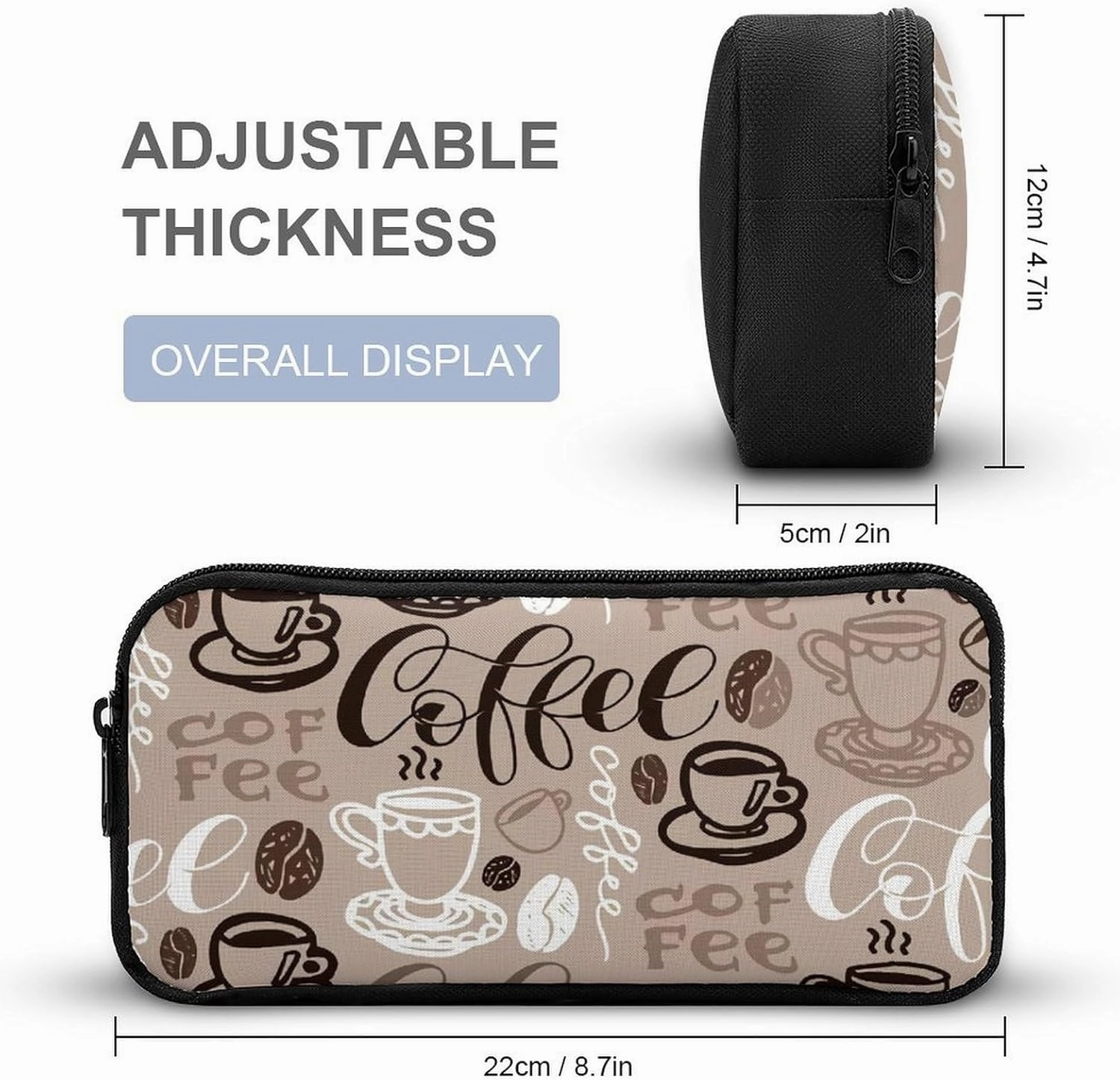 Brown Coffee Maker Beans Theme Large Capacity Portable Backpack Three Piece Set