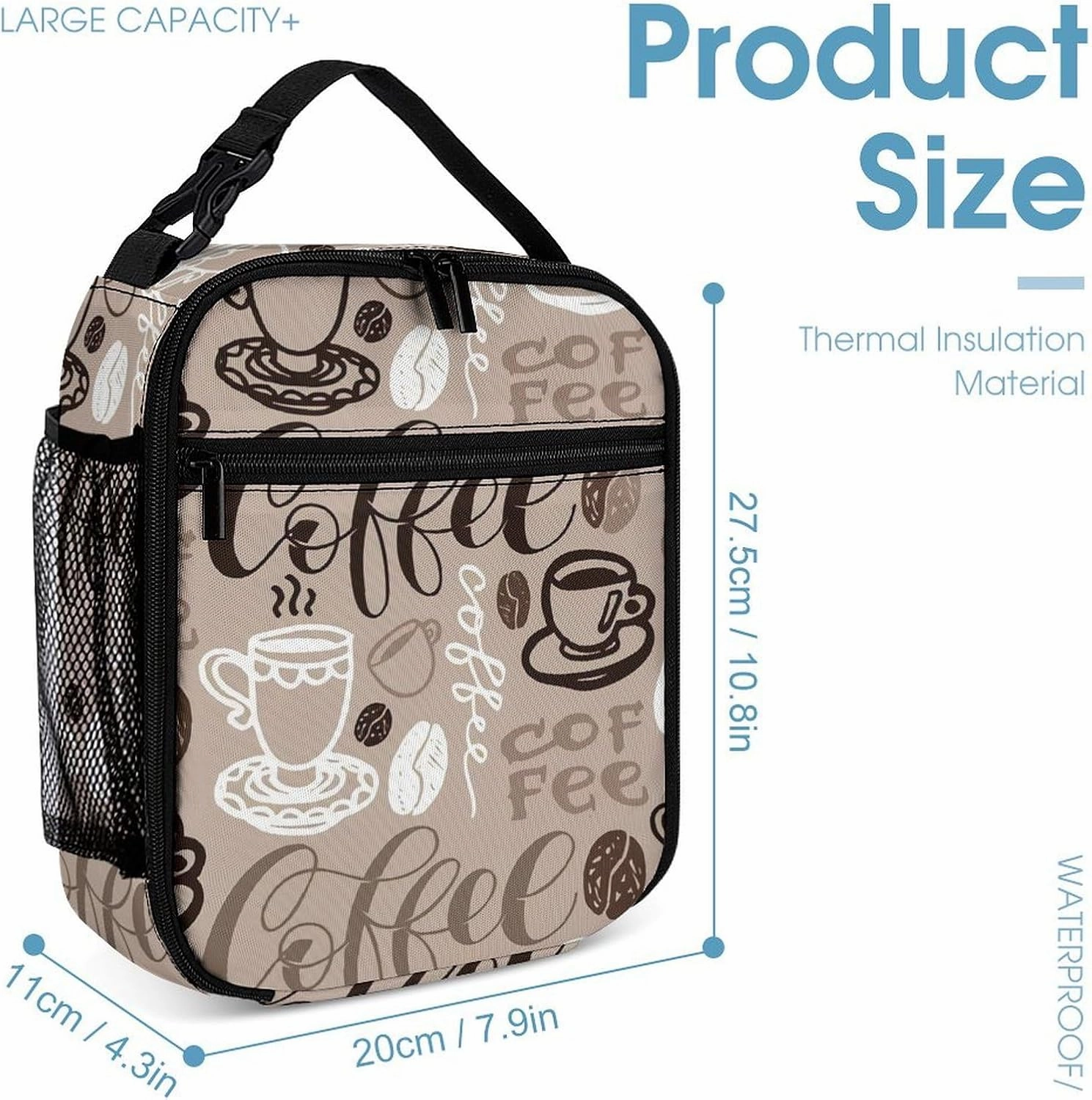 Brown Coffee Maker Beans Theme Large Capacity Portable Backpack Three Piece Set