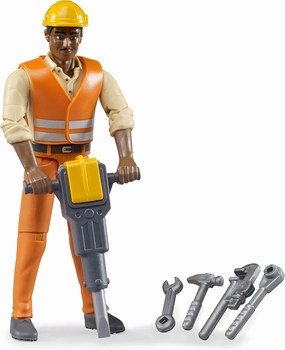 Bruder 60021 bworld Construction Worker Medium Skin with Accessories