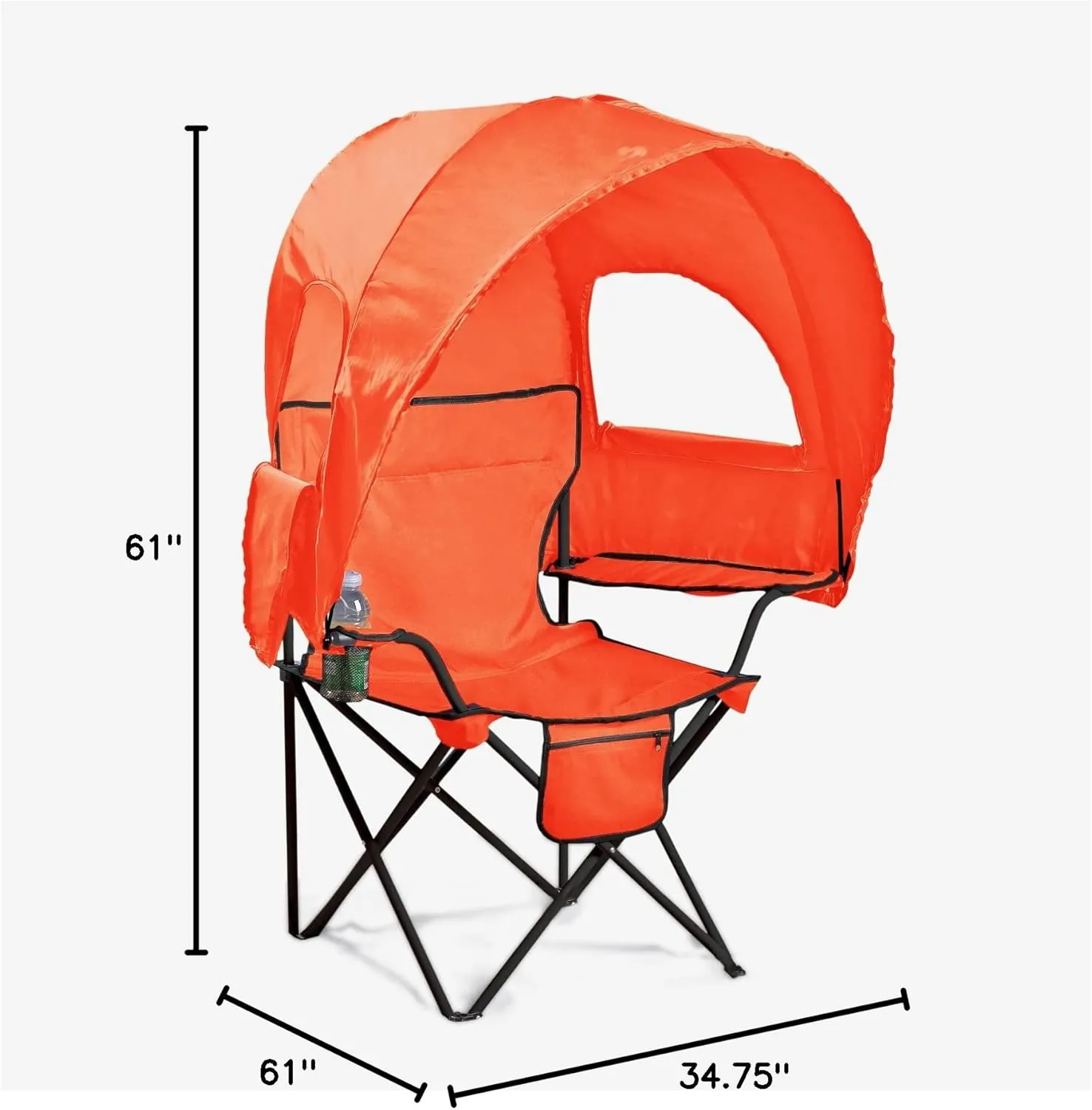 BrylaneHome Outdoor Oversized Canopy Tent Camp Chair Shade Folding Cupholder Zip Windows Storage Carrying Case Beach Yard Trip- Weight Capacity 350LB - Taupe