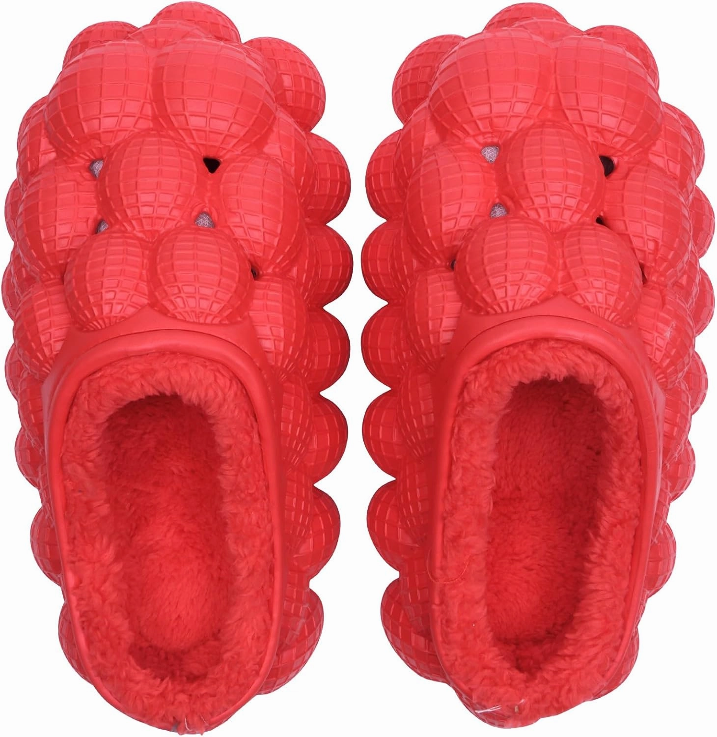 Bubble Slides with Fur for Women Men Winter Warm Fuzzy Plush Lining Thick Sole Bedroom House Slippers
