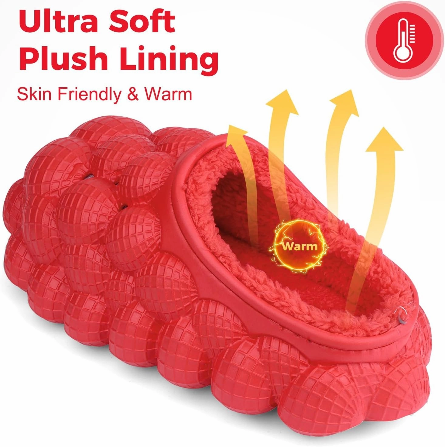 Bubble Slides with Fur for Women Men Winter Warm Fuzzy Plush Lining Thick Sole Bedroom House Slippers