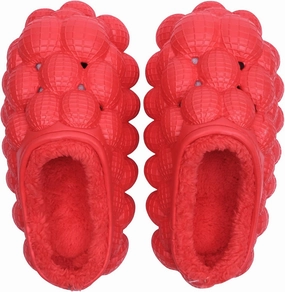 Bubble Slides with Fur for Women Men Winter Warm Fuzzy Plush Lining Thick Sole Bedroom House Slippers