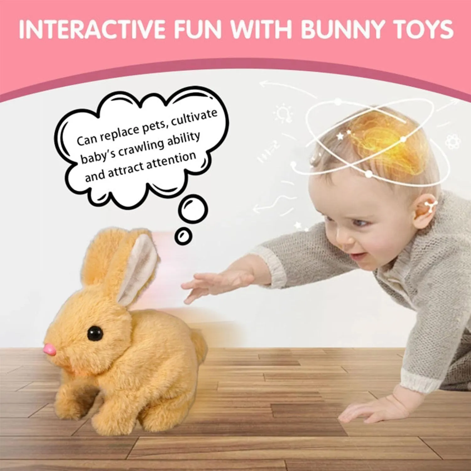 Bunby - My Realistic Bunny Toy, Interactive Bunny Realistic Bunny, Bunbi Realistic Bunny, Vitality Bliss Bunny, Realistic Bunny That Moves for Kids, Jumping, Twitching, and Shaking Ears (Brown)