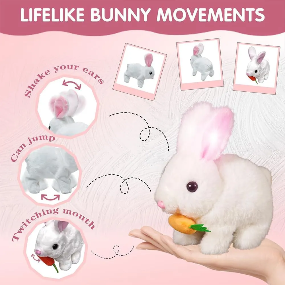 Bunby - My Realistic Bunny Toy, Interactive Realistic Rabbit Toy, Bunbi Easter Plush Educational Toy - Jumping, Twitching, and Shaking Ears, Lifelike Vitality Bliss Bunny Toy for Kids (Pink)