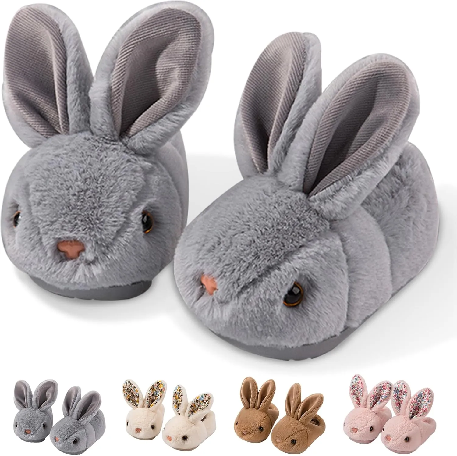 Bunny Slippers Toddler Soft Plush, Kids Slippers Boys Girls Non-Slip, Cute Rabbit House Shoes Indoor Footwear