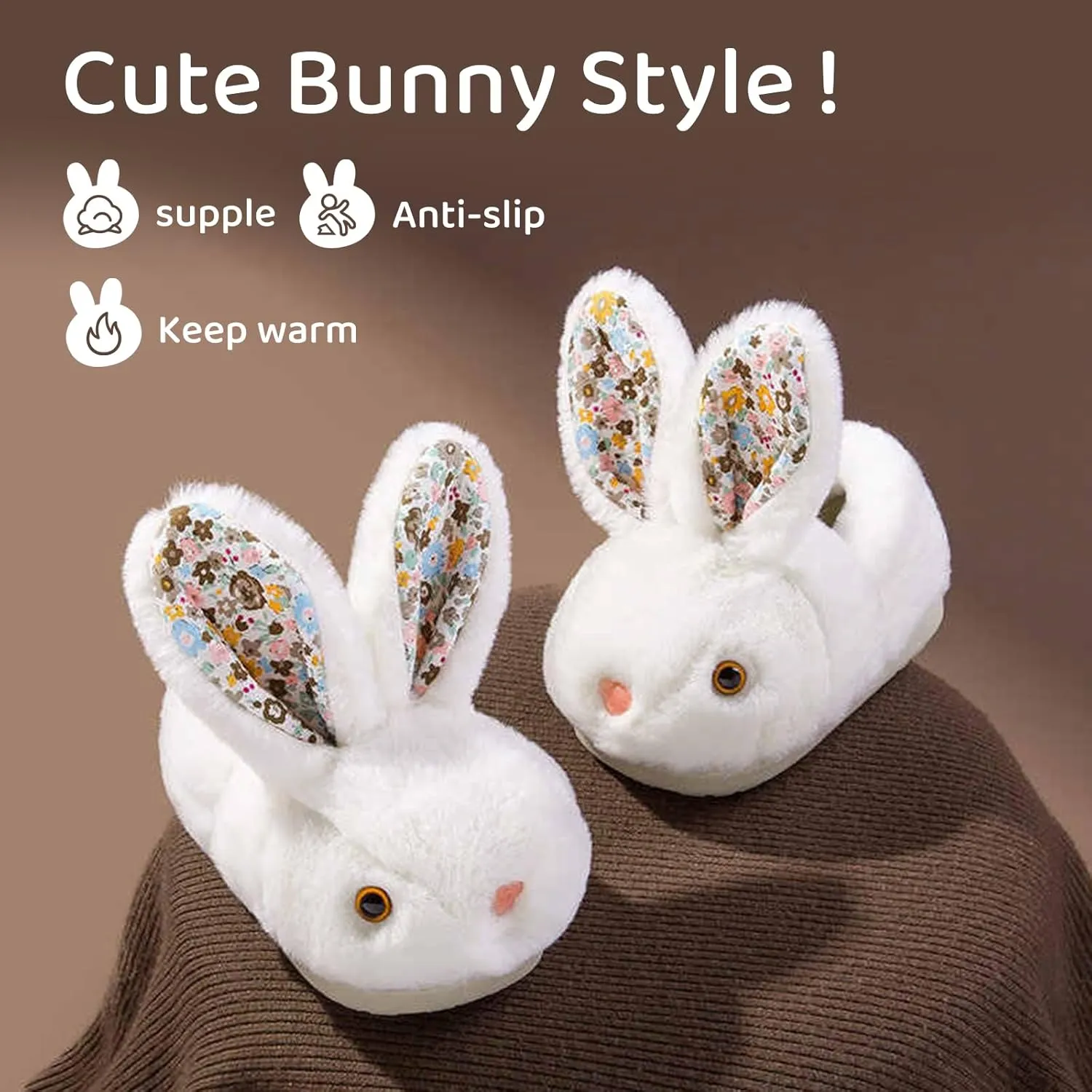 Bunny Slippers Toddler Soft Plush, Kids Slippers Boys Girls Non-Slip, Cute Rabbit House Shoes Indoor Footwear