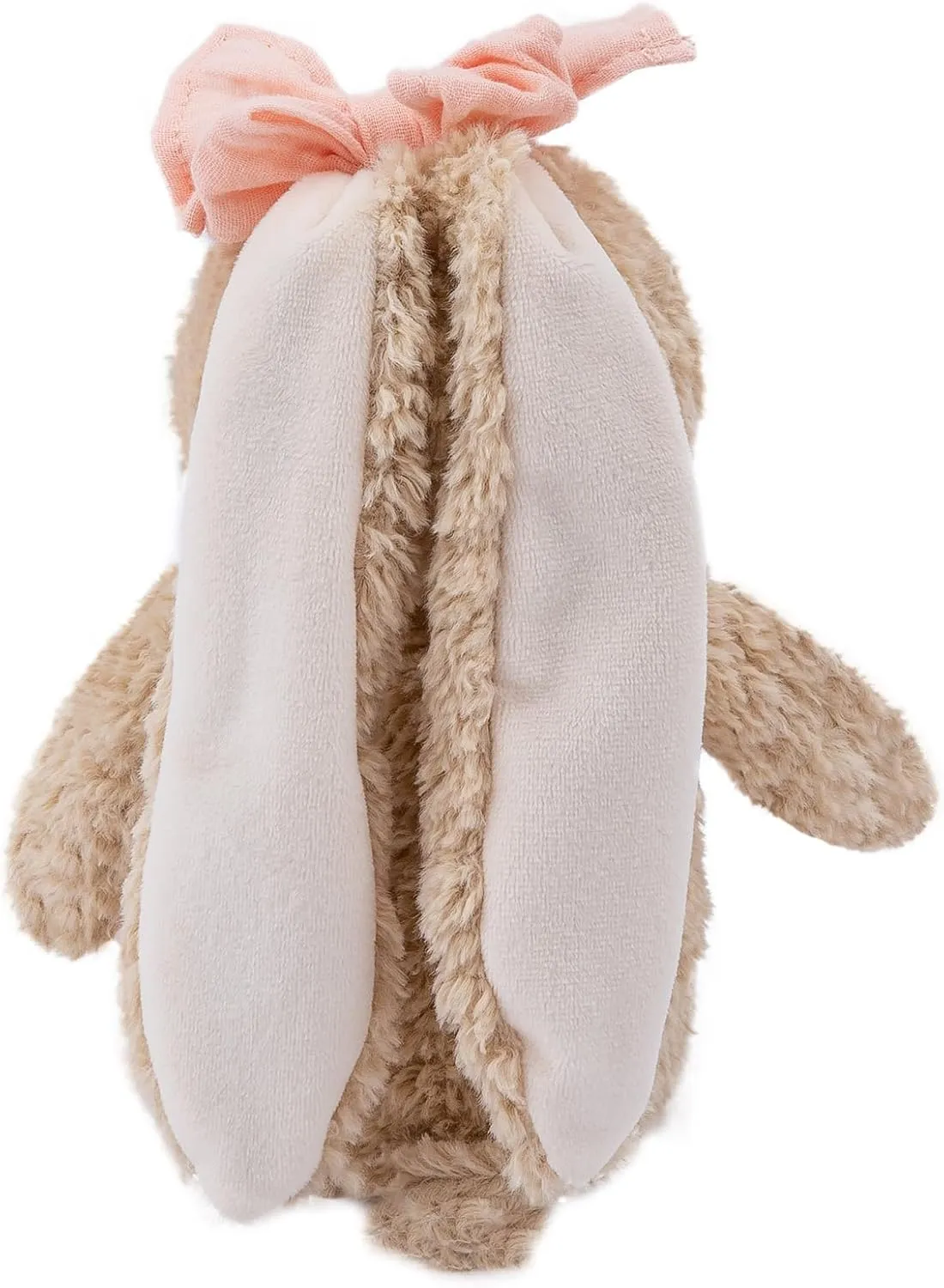 Bunny Stuffed Animal Soft Rabbit Cuddly Toy 8'' Long - Eared Brown Plush Bunny with Pink Bow Plush Toys for Babies and Toddlers