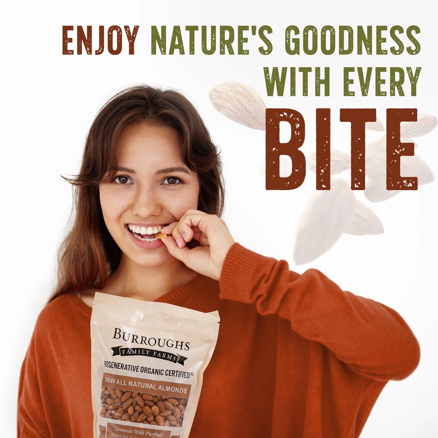 Burroughs Family Farms 3 lb USDA Organic Raw Almonds – First Regenerative Organic Certified Farm – Gluten-Free, Non-GMO, Vegan, Paleo & Keto-Friendly Almond Nuts – High in Protein & Nutrients Versus Other Nuts, Great for Almond Milk