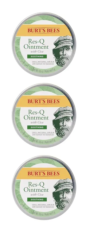 Burt's Bees 100% Natural Multipurpose Res-Q Ointment, 0.6 Oz - Pack of 3 (Package May Vary)