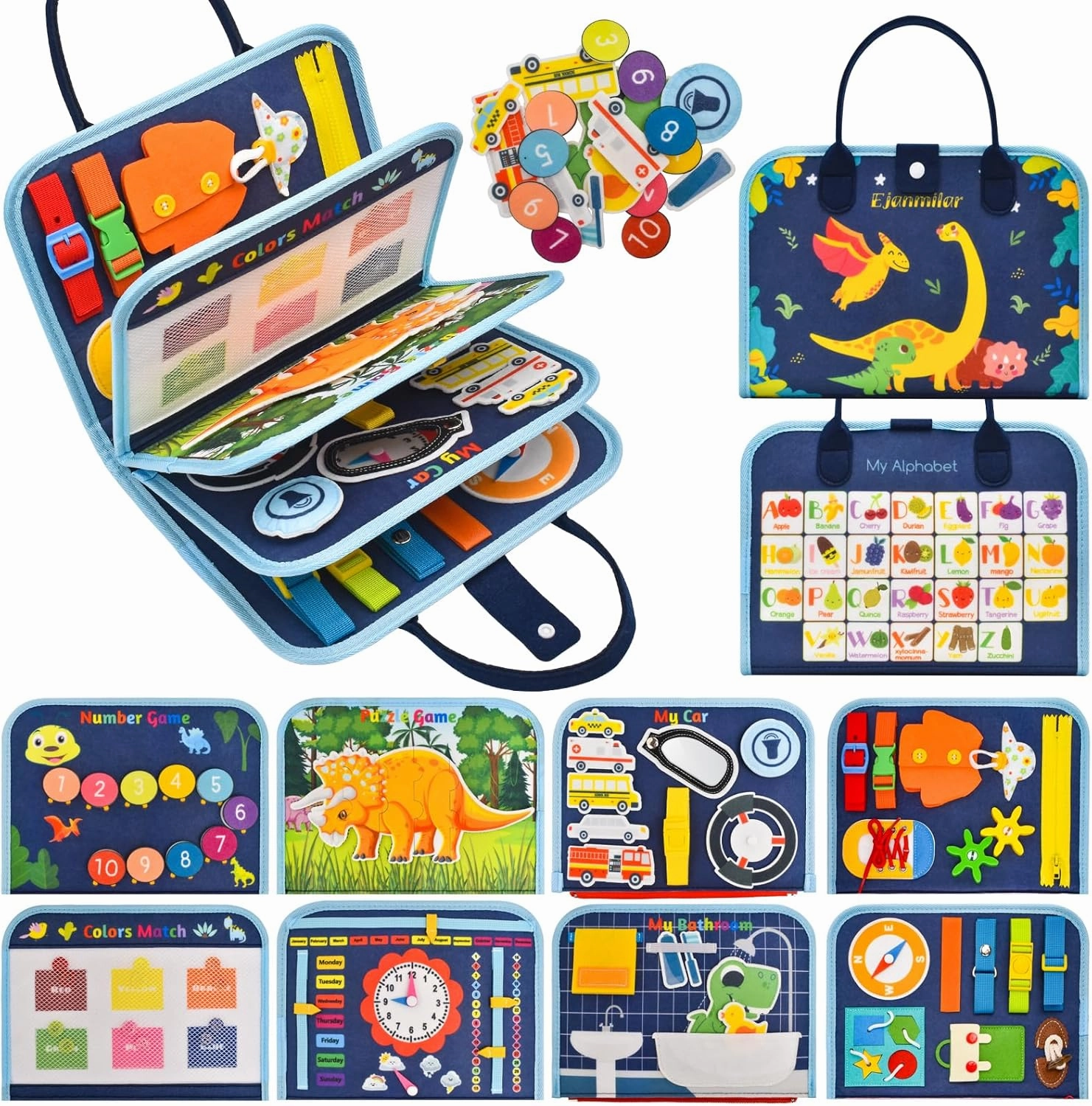 Busy Book for Toddlers 1-3, Montessori Toys Busy Board for 1 2 3 4 Year Old Boy Girl Birthday Gift Educational Learning Quiet Activity Book Airplane Car Travel Toys for Tollders Kids 1-3