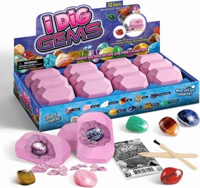 Byncceh Gemstone Dig Kit - Dig up 12 Real Gems, Mineral & Rock Collection Gemstones and Crystals Excavation Kit for Kids STEM Toys Science Educational Birthday Gifts for Boys & Girls