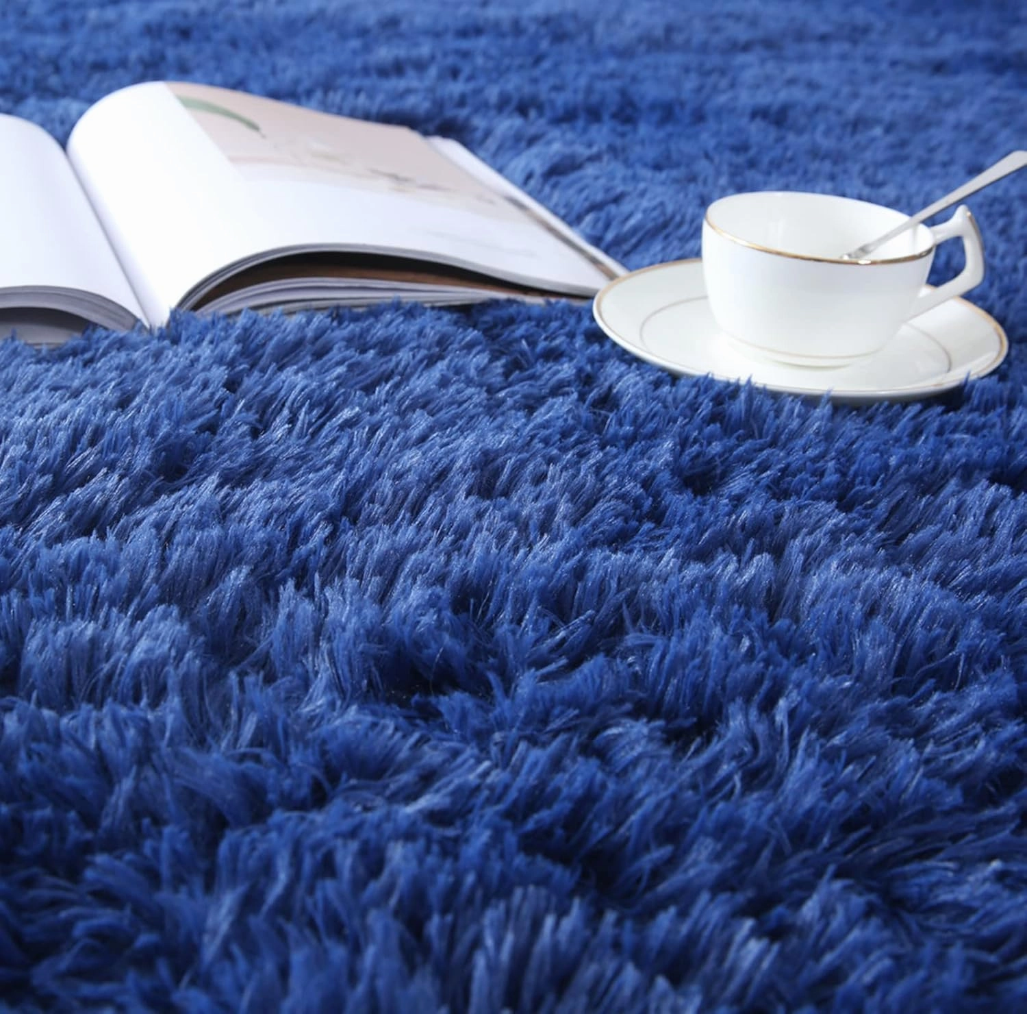 CAIYUECS Blue Area Rug for Bedroom 3x5: Indoor Ultra Soft Plush Rugs for Bedroom Living Room, Non-Skid Modern Nursery Faux Fur Rugs for Kids Room Home Decor (3x5 Feet, Navy Blue)