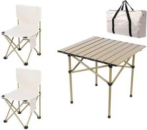 Camping Compact Table Collapsible Lightweight Lawn Chair Portable Picnic Table with Seats for More People, Folding Roll up Carbon Steel Table for Garden Patio