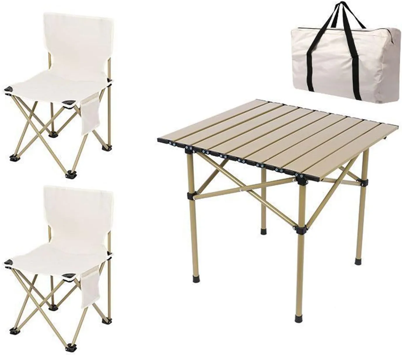 Camping Compact Table Collapsible Lightweight Lawn Chair Portable Picnic Table with Seats for More People, Folding Roll up Carbon Steel Table for Garden Patio